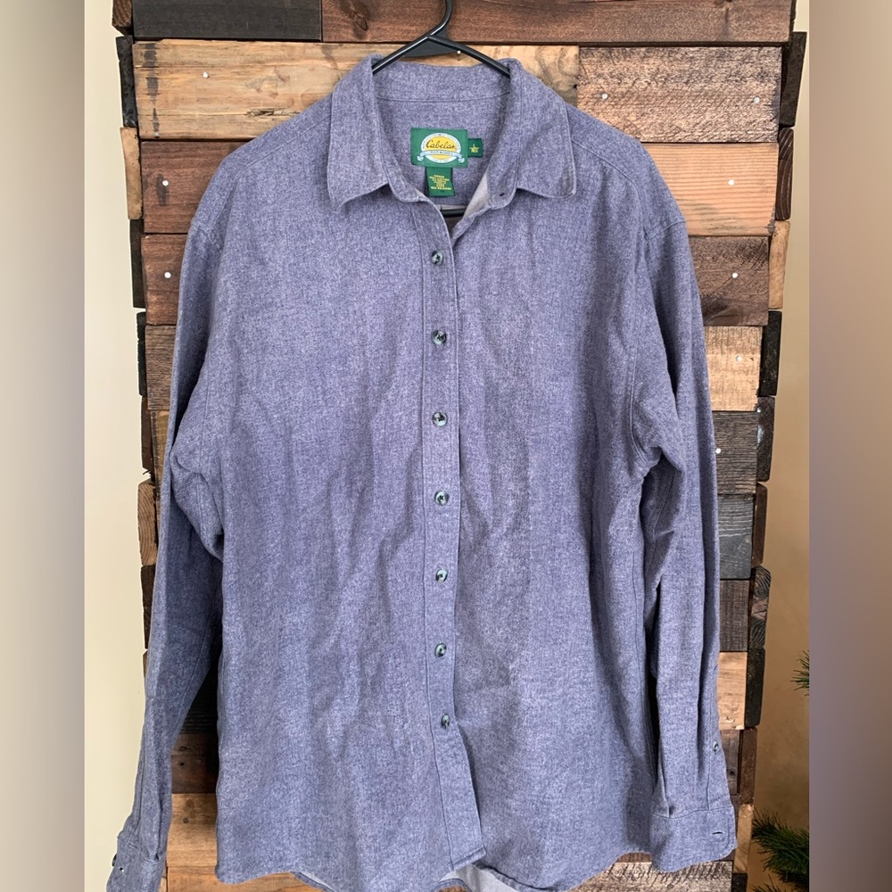 Cabelas Long Sleeve Button Blue Outfitters Shirt Womens Large